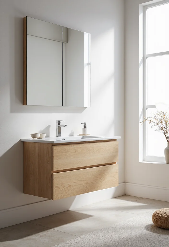 14 Wooden Bathroom Vanity Ideas With Natural Warmth - 2. Modern Minimalist Wooden Vanities