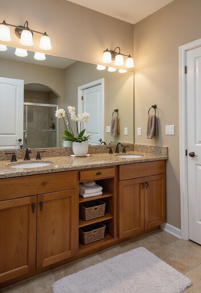 14 Wooden Bathroom Vanity Ideas With Natural Warmth - 5. Dual Sink Wooden Vanity Designs