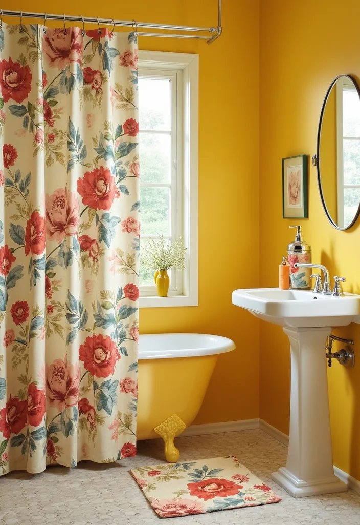 14 Yellow Bathroom Decor Ideas With Bright Cheer - 2. Sunny Shower Curtains