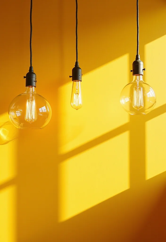 14 Yellow Bathroom Decor Ideas With Bright Cheer - 6. Bright Yellow Lighting Fixtures