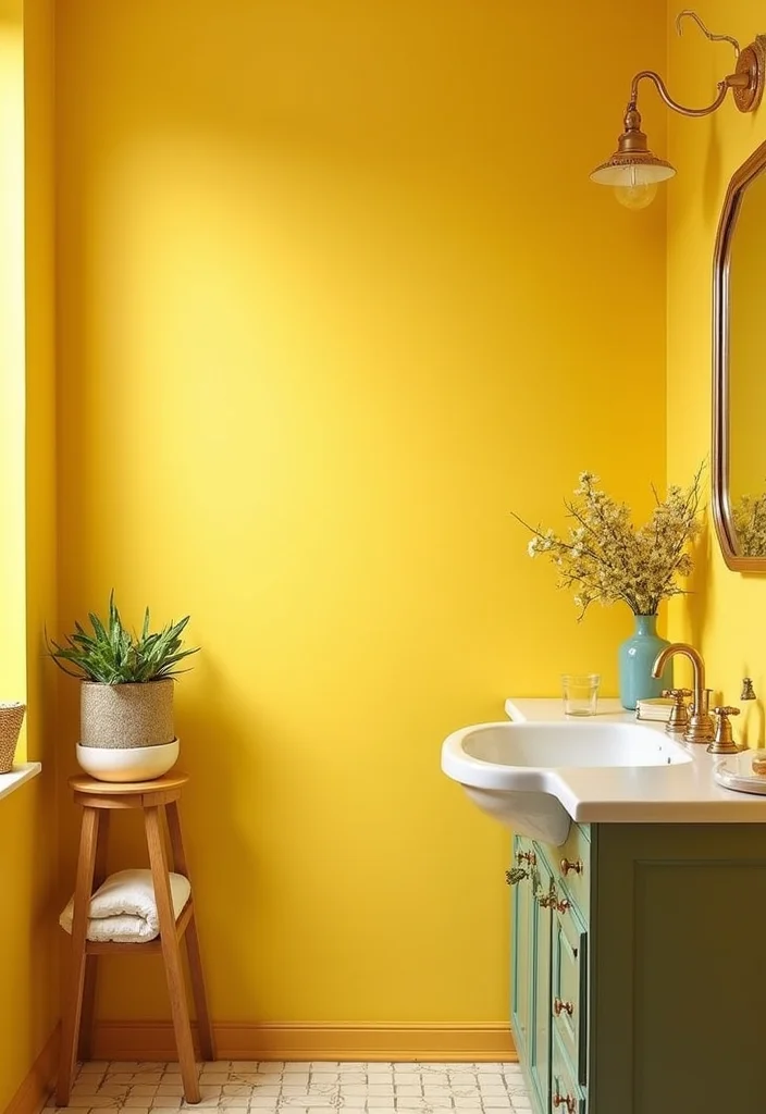 14 Yellow Bathroom Decor Ideas With Bright Cheer - 7. Cheerful Wall Paint