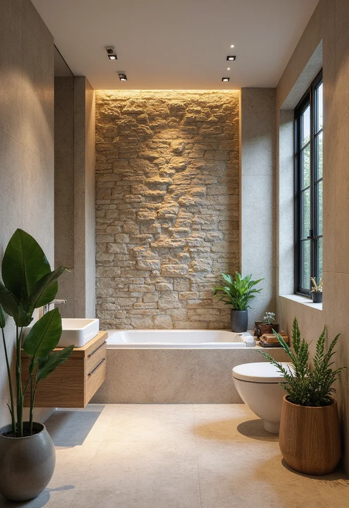 16 Bathroom Wall Decor Ideas For Stylish Spaces - 10. Natural Stone Accents