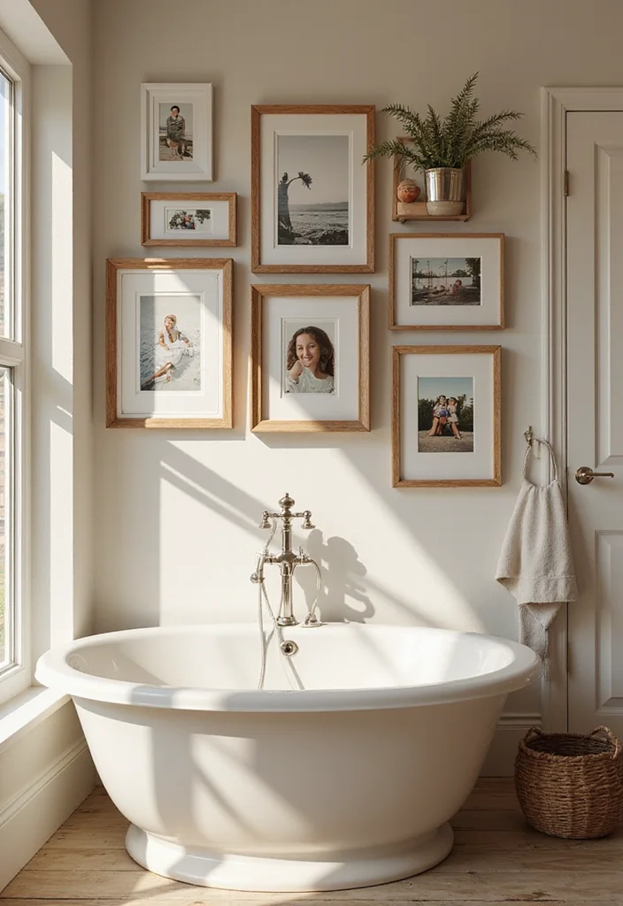 16 Bathroom Wall Decor Ideas For Stylish Spaces - 15. Personalized Photo Displays