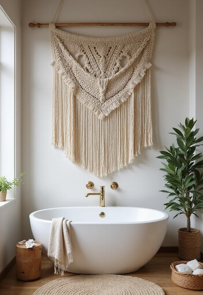 16 Bathroom Wall Decor Ideas For Stylish Spaces - 3. Macramé Wall Hangings