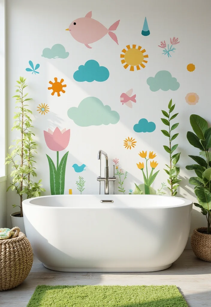 16 Bathroom Wall Decor Ideas For Stylish Spaces - 6. Eco-Friendly Wall Stickers