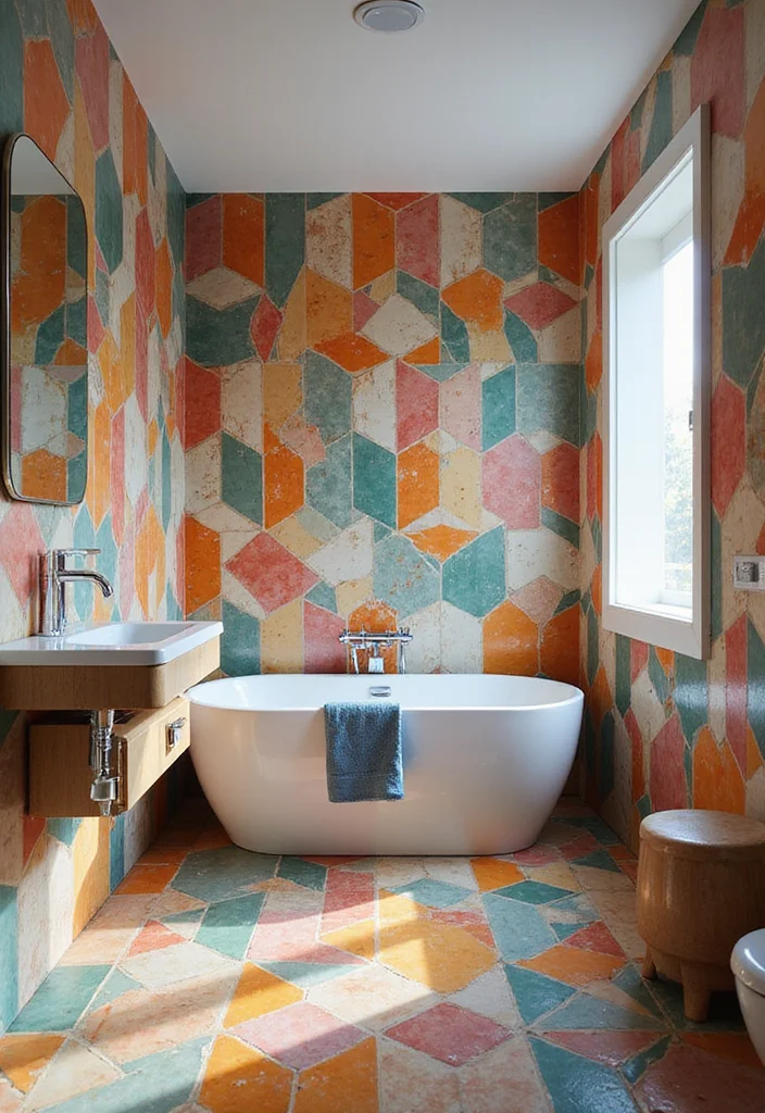 16 Eco-Friendly Indian Bathroom Tile Design Ideas For Every Home - 3. Geometric Patterns