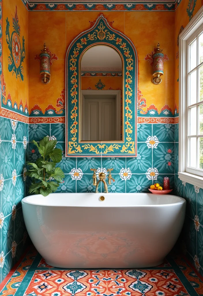 16 Eco-Friendly Indian Bathroom Tile Design Ideas For Every Home - 9. Bright Colored Cement Tiles