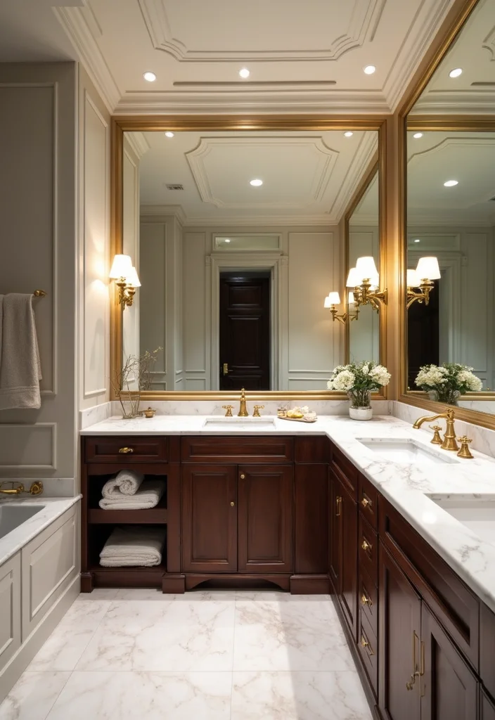 16 Large Bathroom Vanity Ideas For Spacious Homes - 1. Classic White Marble Elegance