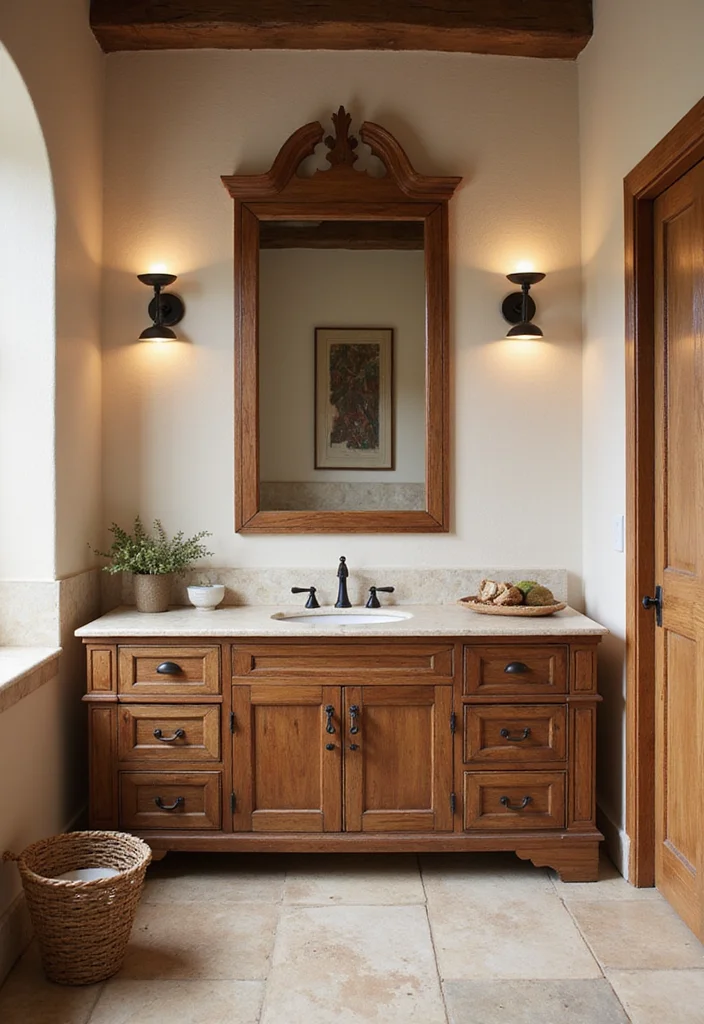 16 Large Bathroom Vanity Ideas For Spacious Homes - 11. Contemporary Mediterranean Vibes