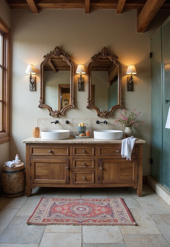 16 Large Bathroom Vanity Ideas For Spacious Homes - 15. Eclectic Mix of Styles