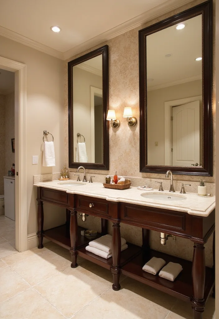 16 Large Bathroom Vanity Ideas For Spacious Homes - 4. Luxurious Double Vanity Experience
