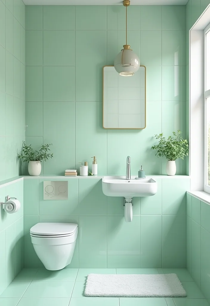 16 Neutral Bathroom Tile Ideas For Calm Interiors - 13. Pale Mint Green Tiles