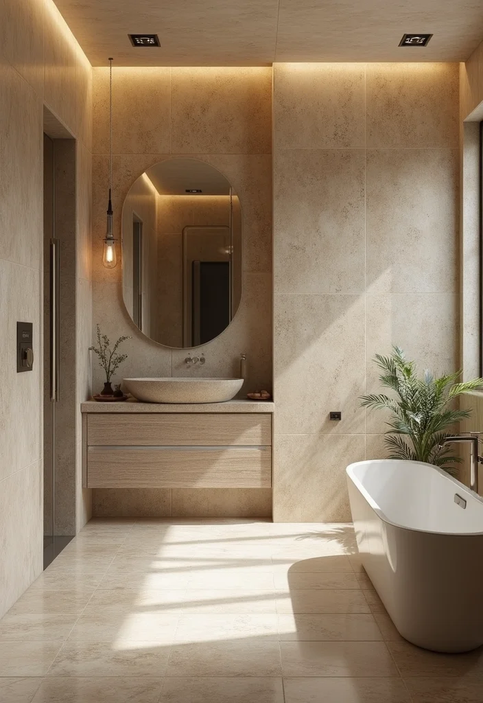 18 Bathroom Tile Wall Ideas That Transform Spaces - 12. Natural Stone Tiles for an Organic Feel