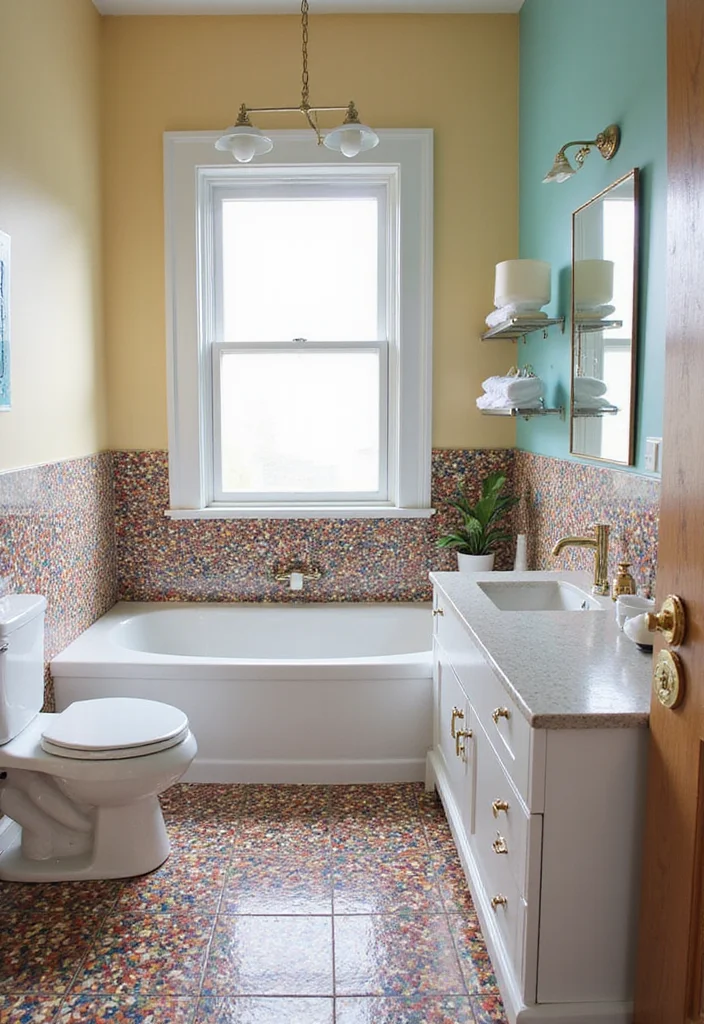 18 Bathroom Tile Wall Ideas That Transform Spaces - 15. Colorful Terrazzo Tiles for a Retro Vibe