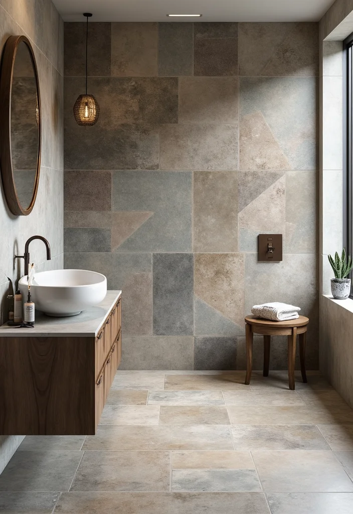 18 Bathroom Tile Wall Ideas That Transform Spaces - 7. Geometric Tiles for a Bold Statement