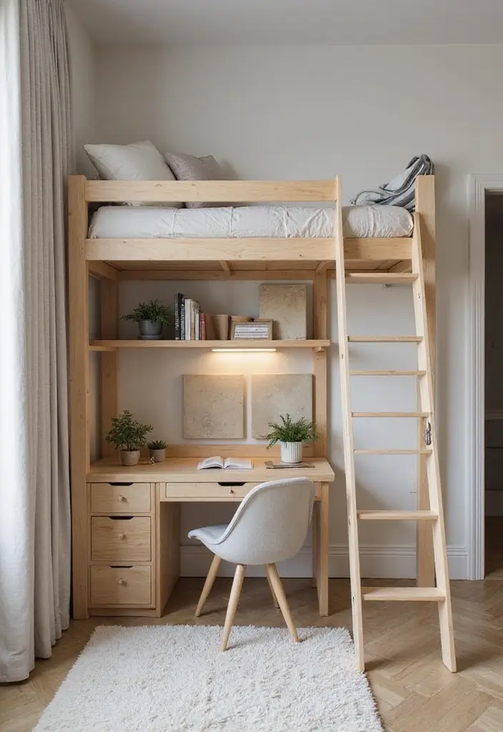 25 3 x 3 Bedroom Ideas That Maximize Small Spaces Beautifully - 1. Lofted Bed for Maximum Floor Space