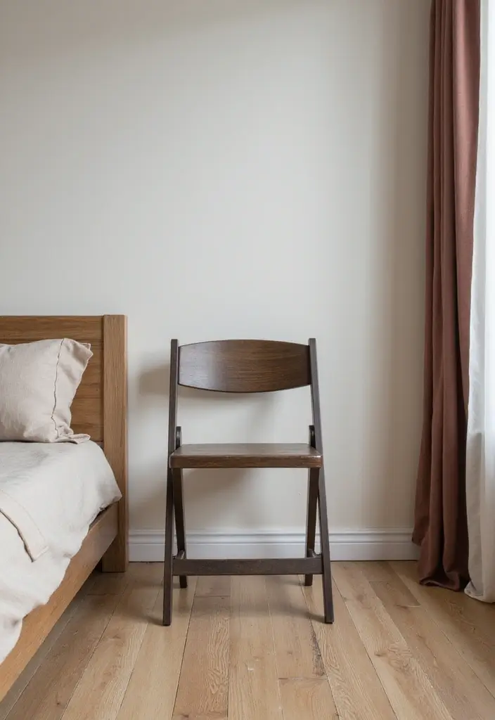 25 3 x 3 Bedroom Ideas That Maximize Small Spaces Beautifully - 13. Folding Chairs for Extra Seating