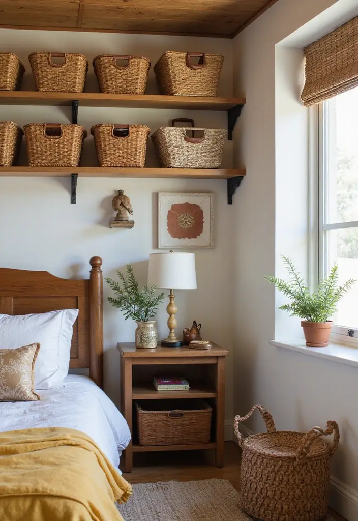 25 3 x 3 Bedroom Ideas That Maximize Small Spaces Beautifully - 16. Baskets for Organized Storage