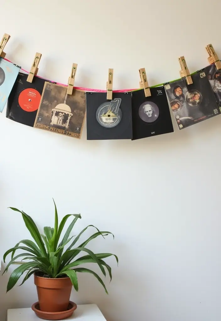 25 Album Cover Wall Decor Bedroom Ideas That Show Off Your Music Style - 18. Creative Clip Displays