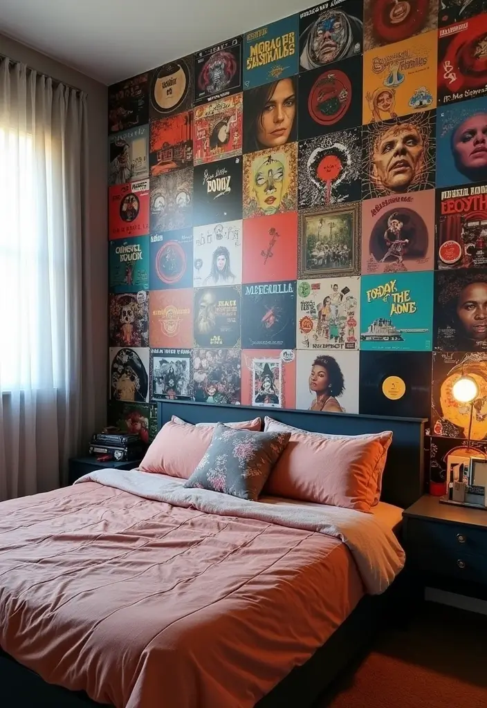 25 Album Cover Wall Decor Bedroom Ideas That Show Off Your Music Style - 21. Album Cover Mural