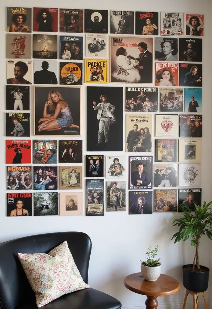 25 Album Cover Wall Decor Bedroom Ideas That Show Off Your Music Style - 25. Personal Gallery Wall