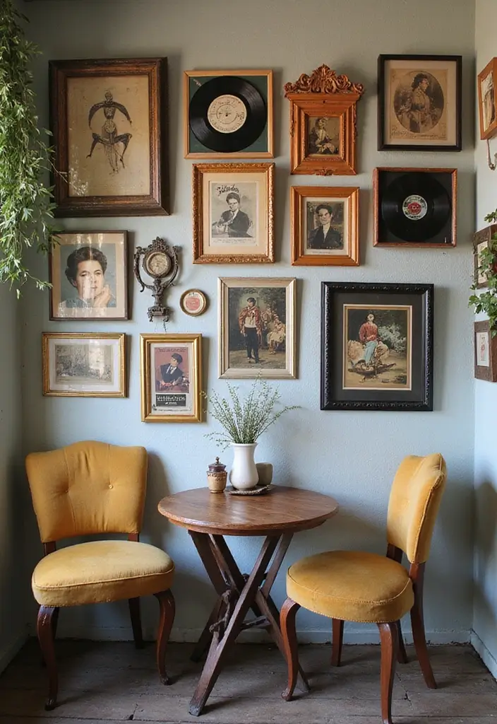 25 Album Cover Wall Decor Bedroom Ideas That Show Off Your Music Style - 7. Vintage Frame Gallery