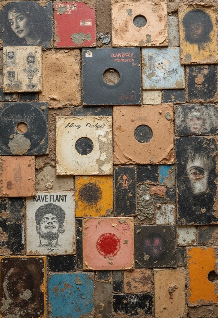 25 Album Cover Wall Decor Bedroom Ideas That Show Off Your Music Style - 9. Mixed Media Art