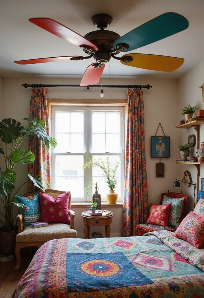 25 Bedroom Ceiling Fan Ideas That Keep You Cool in Style - 7. Colorful Blade Design