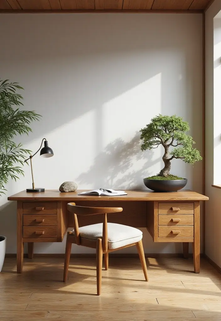 25 Bedroom Desk Ideas Aesthetic That Boost Productivity & Style - 10. Japanese Zen-inspired Workspace