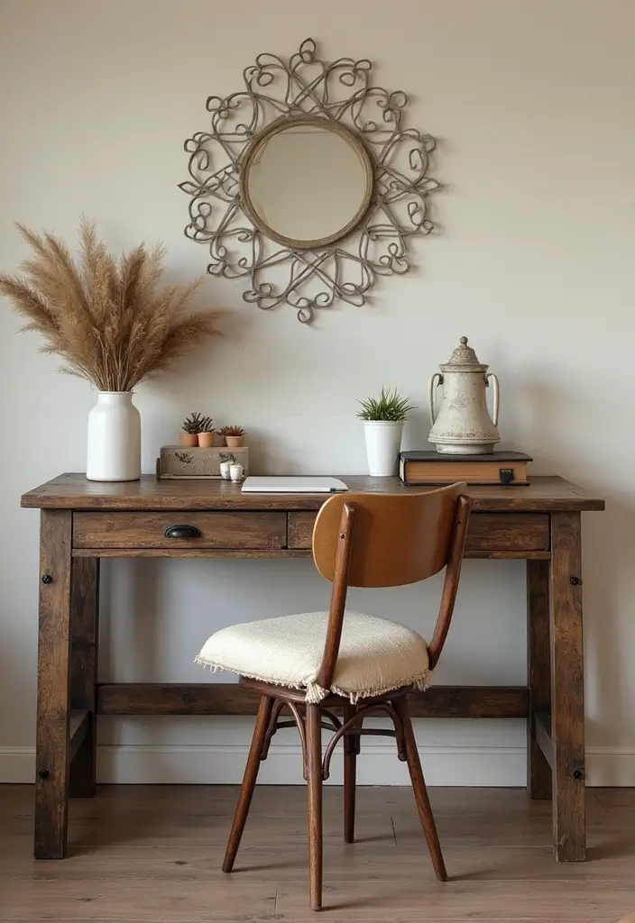 25 Bedroom Desk Ideas Aesthetic That Boost Productivity & Style - 14. Farmhouse Style Desk
