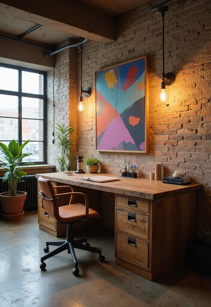 25 Bedroom Desk Ideas Aesthetic That Boost Productivity & Style - 22. Urban Loft Desk