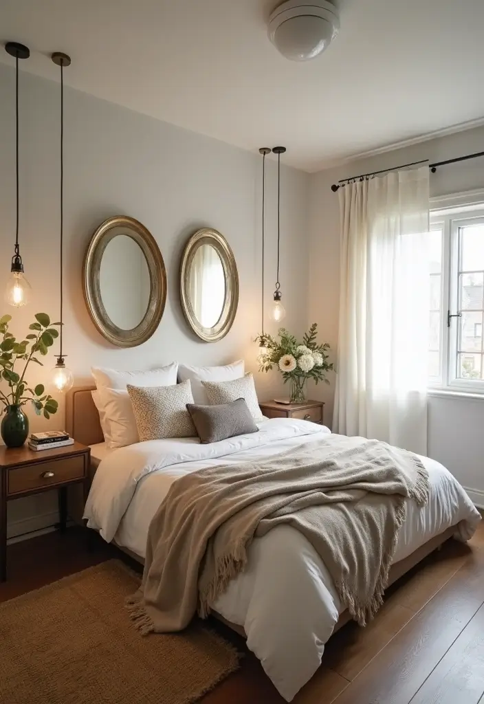 25 Bedroom Ideas Twin Bed That Look Cute & Functional - 19. Creative Use of Mirrors