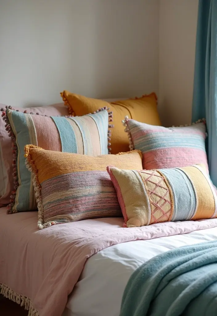 25 Bedroom Ideas Twin Bed That Look Cute & Functional - 20. Unique Decorative Pillows