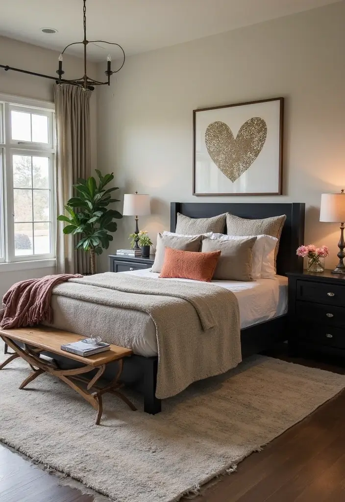 25 Bedroom Ideas with Black Furniture That Look Modern and Luxurious - 25. Seasonal Decor Updates