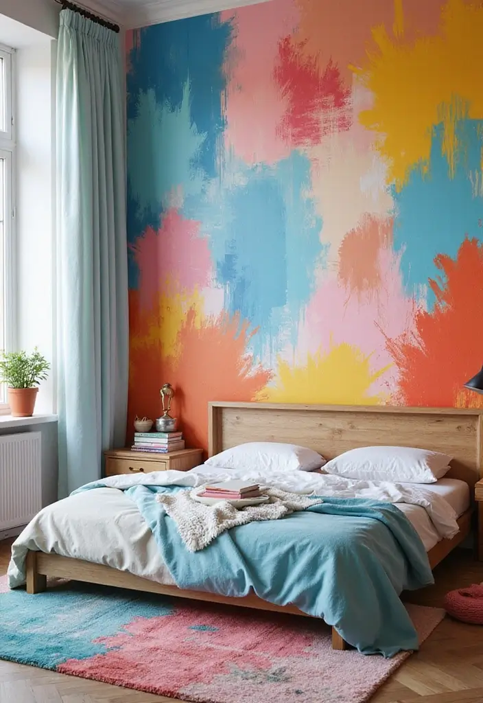 25 Bedroom Wall Painting Ideas Creativity Design That Inspire You - 10. Artistic Brush Strokes
