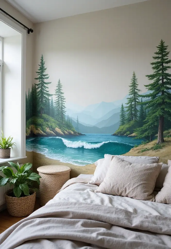25 Bedroom Wall Painting Ideas Creativity Design That Inspire You - 5. DIY Murals with Natural Elements