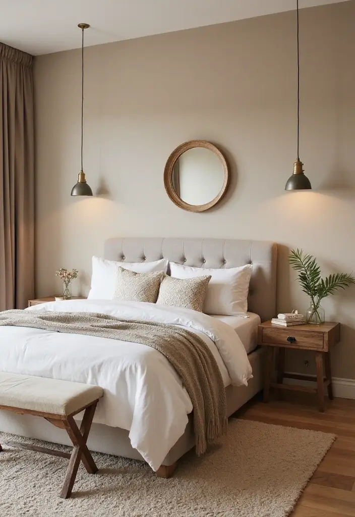 25 Beige Wall Bedroom Ideas That Add Warmth and Sophistication - 12. Accent Furniture Pieces