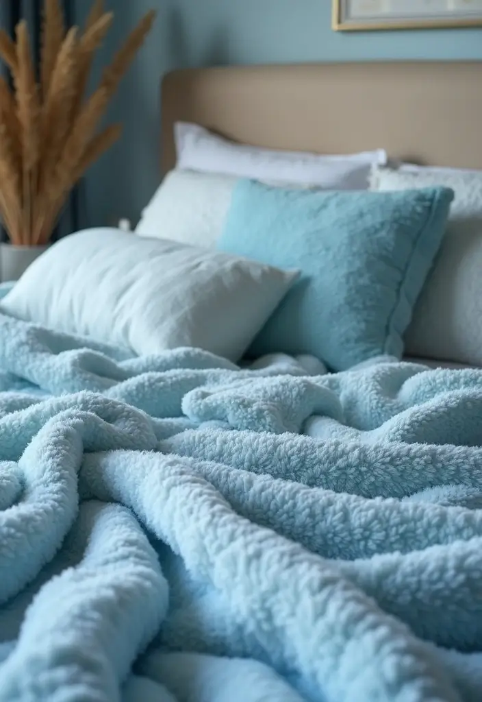 25 Blue Color Bedroom Ideas That Refresh Your Mood Instantly - 18. Soft Blue Textures