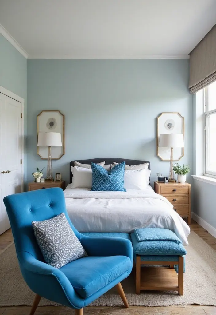 25 Blue Color Bedroom Ideas That Refresh Your Mood Instantly - 23. Blue Accent Furniture