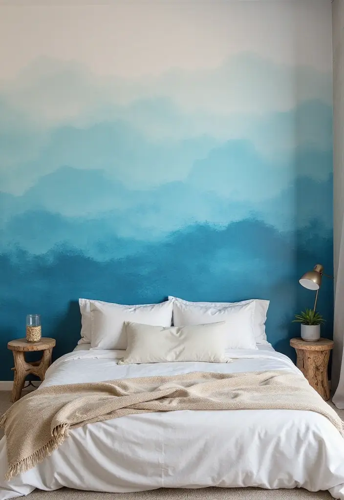 25 Blue Color Bedroom Ideas That Refresh Your Mood Instantly - 3. Ocean Wave Inspiration