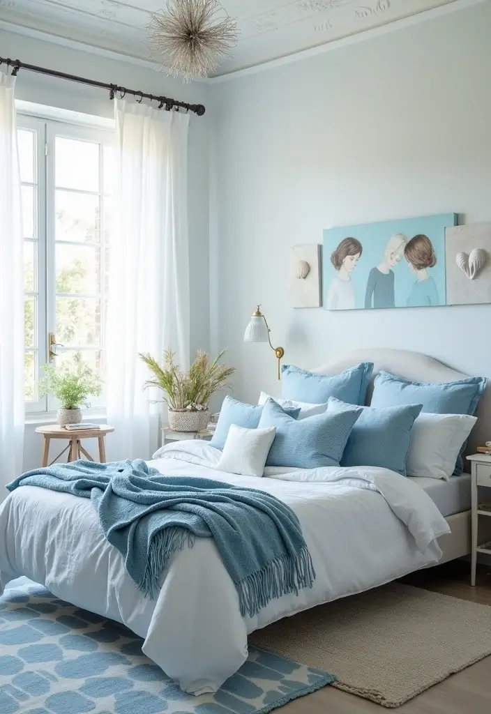 25 Blue Color Bedroom Ideas That Refresh Your Mood Instantly - 6. Coastal Chic with Blue Accents