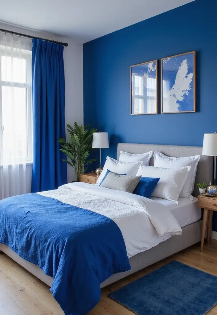 25 Blue Color Bedroom Ideas That Refresh Your Mood Instantly - 7. Vibrant Cobalt Touches