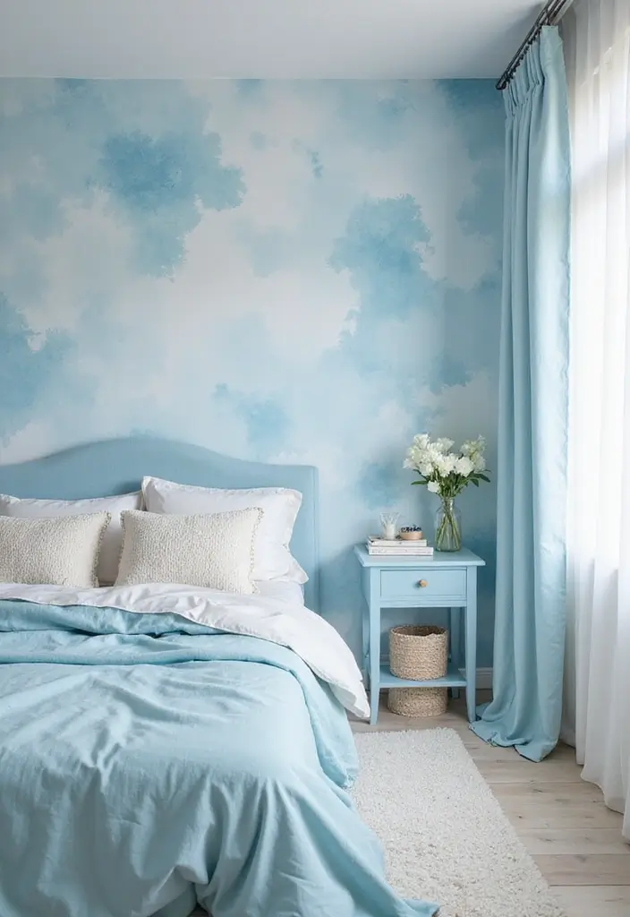 25 Blue Wallpaper Bedroom Ideas That Transform Blank Walls - 13. Watercolor Effects