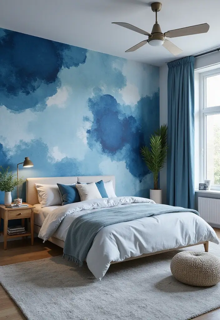 25 Blue Wallpaper Bedroom Ideas That Transform Blank Walls - 25. Modern Abstract Designs