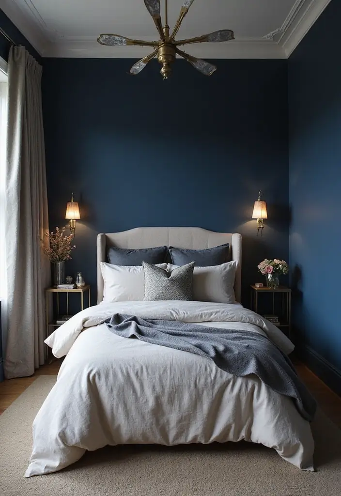 25 Blue Wallpaper Bedroom Ideas That Transform Blank Walls - 7. Bold Dark Blue