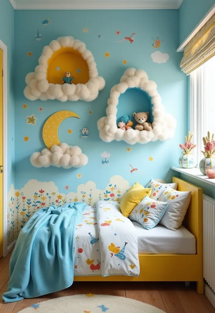 25 Blue and Yellow Bedroom Ideas That Brighten Any Space - 24. Whimsical Wonderland