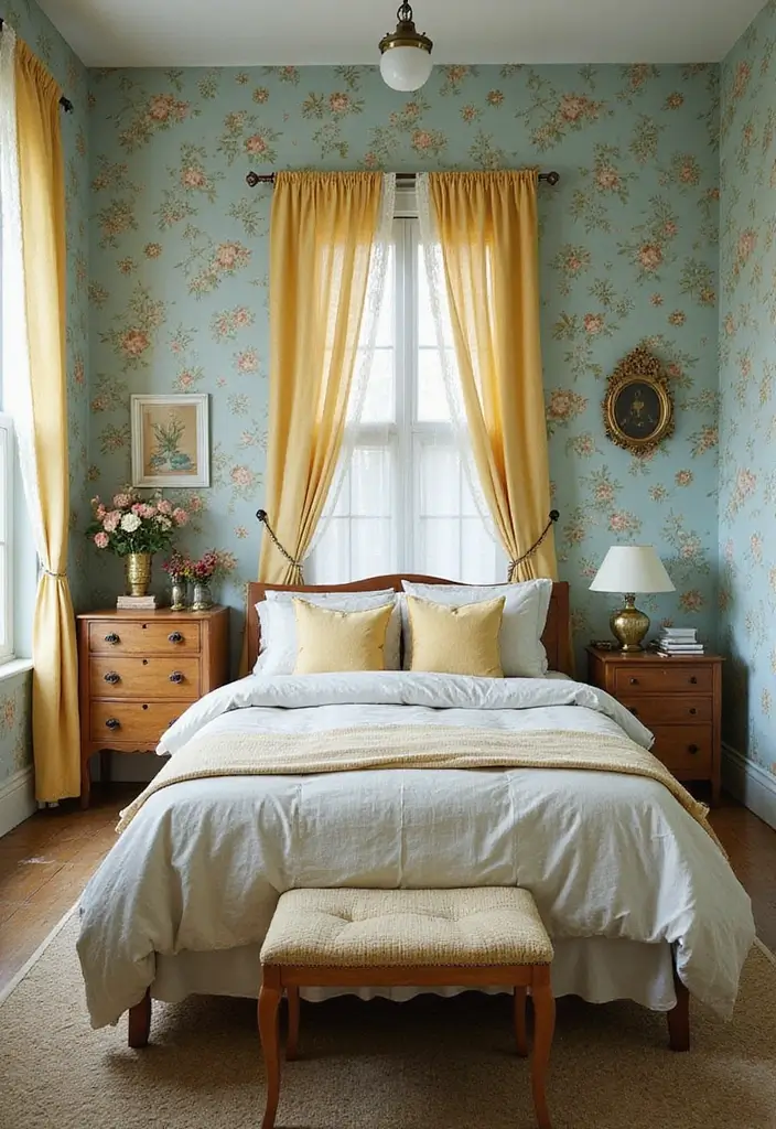 25 Blue and Yellow Bedroom Ideas That Brighten Any Space - 4. Vintage Vibes