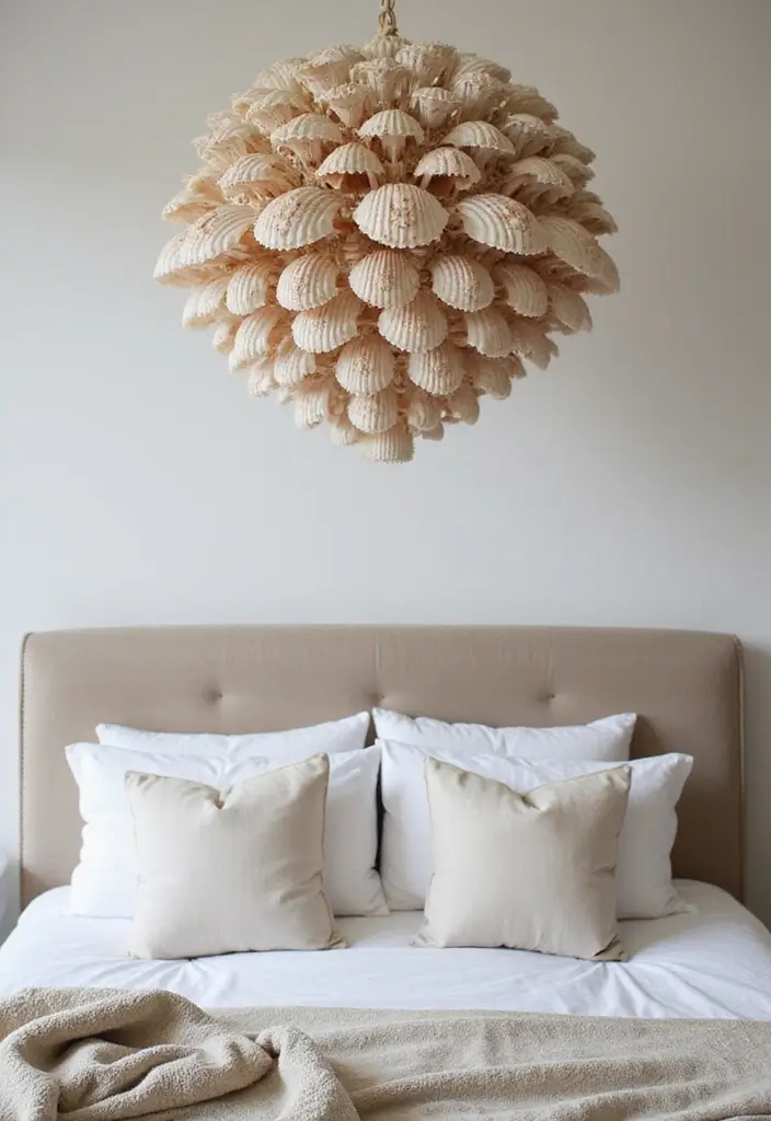 25 Cape Cod Bedroom Ideas That Bring Coastal Charm Indoors - 10. Seashell Chandeliers
