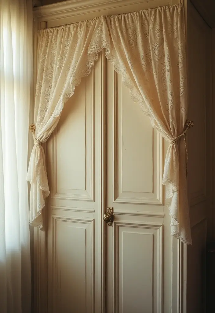 25 Curtains for Closet Doors Bedroom Ideas That Add Soft Style - 1. Vintage Lace Curtains