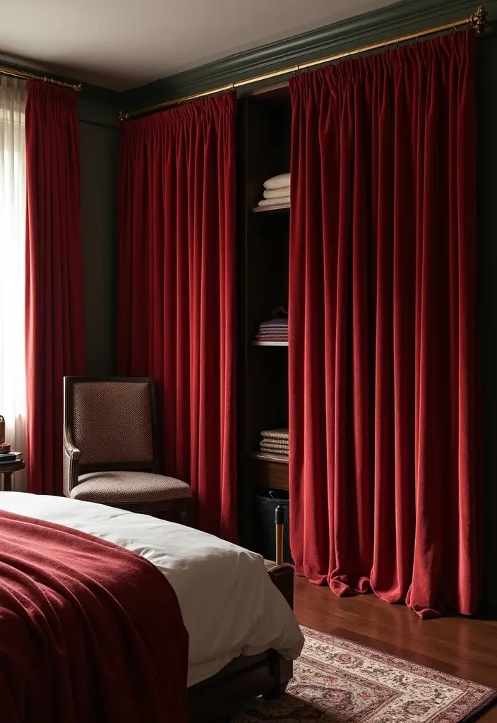25 Curtains for Closet Doors Bedroom Ideas That Add Soft Style - 12. Velvet Curtains